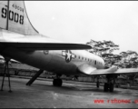 A C-54 transport in the CBI, tail number #49008.  From the collection of David Firman, 61st Air Service Group.