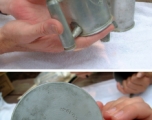 True keepsakes: Views of two mugs made from shell casings, commemorating the 22nd Bombardment Squadron.