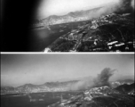 A bruised Hong Kong receding behind as the US plane carrying the photographer flies to the southwest, out to sea, after the attack.