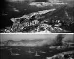 A bruised Hong Kong receding behind as the US plane carrying the photographer flies to the southwest, out to sea, after the attack. 