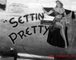 The B-24 "Settin' Pretty", serial no. 44-41429, in the CBI.  Selig Seidler was a member of the 16th Combat Camera Unit in the CBI during WWII.