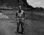 Sgt. Walter H. Stewart" at the Guilin airfield in Guangxi province, China, during WWII.  Stewart was a member of the 16th Combat Camera Unit in the CBI during WWII.