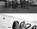 Combat photographers train for aerial work in the US before deployment overseas during WWII, on a AT-11. Note the clean new parachutes strapped to the nervous photographers.  Aircraft serial #127339.