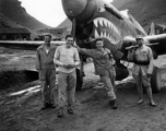 T.T. Hale, S. Seidler, G. Feldman and a Chinese soldier at Guilin (Kweilin) base, in Guangxi province, China, during the Second World War.  Selig Seidler was a member of the 16th Combat Camera Unit in the CBI during WWII.