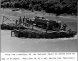 Barge across Salween River in Burma during WWII.  Photo by Syd Greenberg.