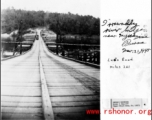  Irrawaddy River bridge near Myitkyina, Burma, on March 2, 1945. Ledo Road, miles 261.  Photo from Henry Behner.