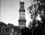 Qutub Minar tower, Delhi, during WWII.