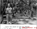 A GI under the shade 0f a big banyan tree, May 9, 1943, in the CBI.  Photo from Walt De Blair.