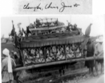 Casket in funeral procession. Chengdu, China, June 1945.