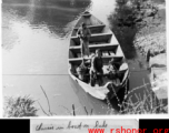 Boat on lake with boys, at hot springs. China, April 1945.
