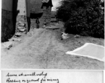 Airing out bedding in small village near Kunming, during WWII.