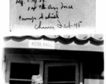 Timmins and Kohn in front of Camp Schiel mess hall, China, February 1945.