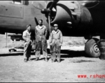 "When this was taken the wind was blowing cold, some time last spring. The boy on the left, Butch, is from Woonsocket, and Nash is from Maine.  Center: Frank Bates, China 1944."  From the collection of Frank Bates.