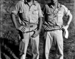 Capt. Penick and Lt. Fraker stand at an American base (either Guilin or Liuzhou) in Guangxi province, China, during WWII.