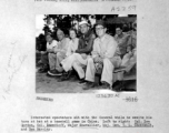 "Interested Spectators Sit With The General While He Awaits His Turn At Bat At A Baseball Game In China. Left To Right: Cpl. Lee Gordon, Colonel Zeondioff, Major Shevallier, Major General C.L. Chennault, And Don Barclay."