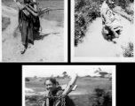 A farmer carries a plow and works on a water canal in Yunnan, China, during WWII.