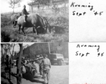 Daily life around Kunming in China during WWII, including a kid riding a buffalo, and coffin being carried on the street.